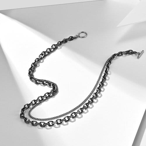 2021 Hot Sale Double Layers Link Chains Choker On The Neck OT Buckle Necklace For Men Boy Stainess Steel Simple Vintage Jewelry