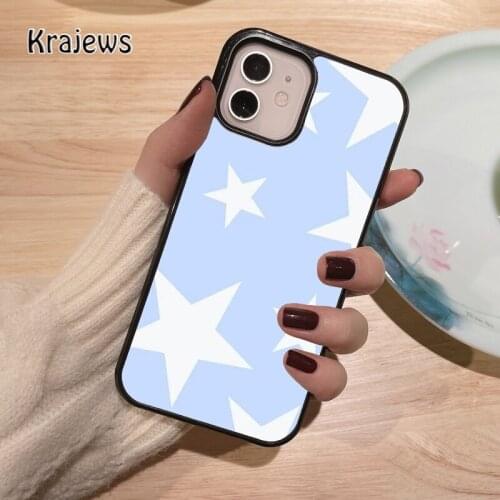 Krajews blue white stars coque Phone Case for iPhone 12 mini 5 6S 7 8 PLUS X XS XR 11 PRO MAX SE 2020 Back Cover Funda Shell