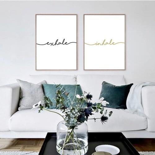 Inhale expire black white minimalist poster canvas wall art canvas print canvas decorative frames nordic room decor wholesale
