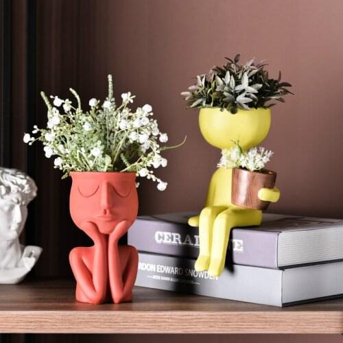 Portrait Art Flower Pot Nordic Ins Wind Home Decoration Art Dried Flower Portrait Vase Decoration Pots For Flowers