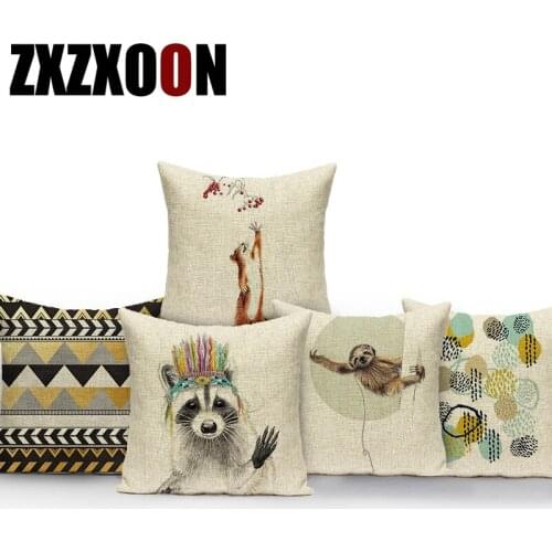 Pop Animals Geometric Plant Decorative Pillows Case Dog Monkey Sofa Cushion Cover Home Decor for Car Living Room Pillowcase