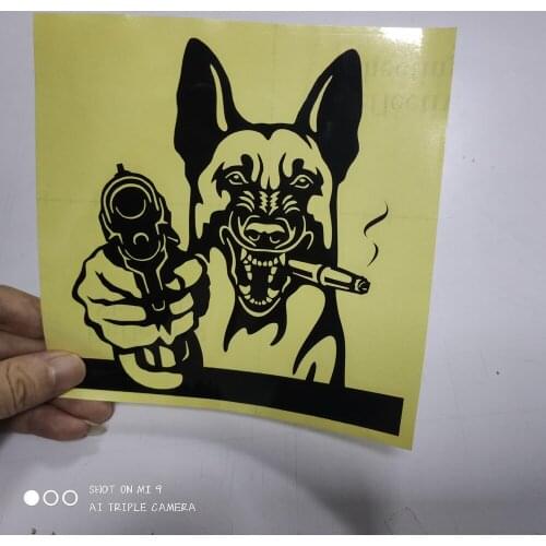 FD537 Die-Cut Vinyl Funny Malinois With Guns Car Stickers Fun Auto Motorcycle Sticker PVC Waterproof And Sun Proof Decal