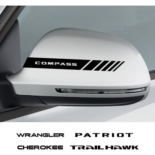 Car Rearview Mirror Stickers For Jeep Cherokee Compass Patriot Renegade Rubicon TrailHawk Wrangler Auto Accessories Vinyl Decal