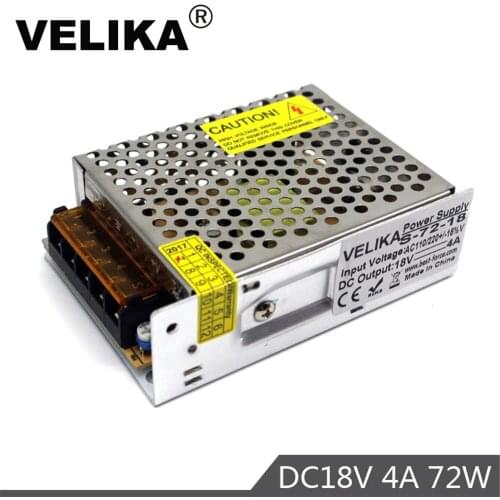 Small Volume Single Output 18V 4A 72W Switching power supply Source Transformer 100-240V AC DC18V for LED Strip CNC 3D Print DIY