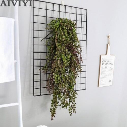 Simulation single green fake grass apple leaf fern wall hanging flower wall home life garden office decorations