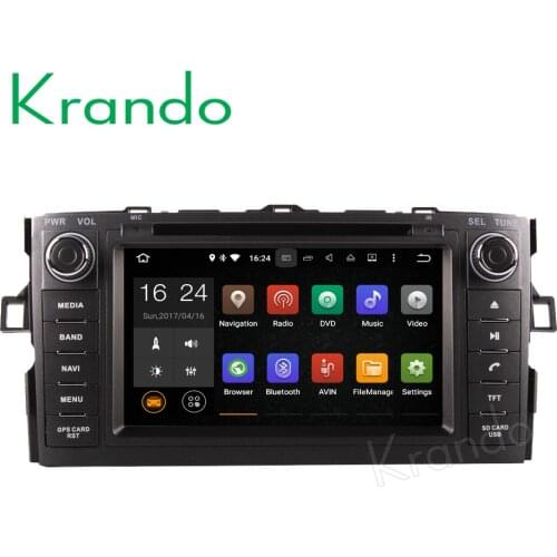 Krando 7" Android 8.0 car navigation multimedia system for toyota auris 2007-2011 for corolla hatchback 2012-2013 radio player