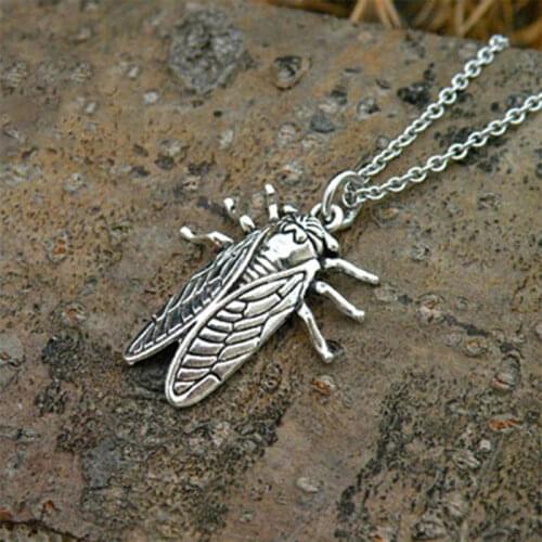 Cute Cicada Insect Necklace Summer Jewelry Gift for Her Cicada Necklace,cicada Pendant Necklace,ancient Insect bug Necklace