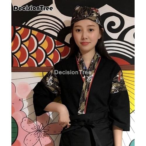 2021 japanese style chef uniform hotel kitchen short sleeved chef work clothes costume unisex thai restaurant uniform
