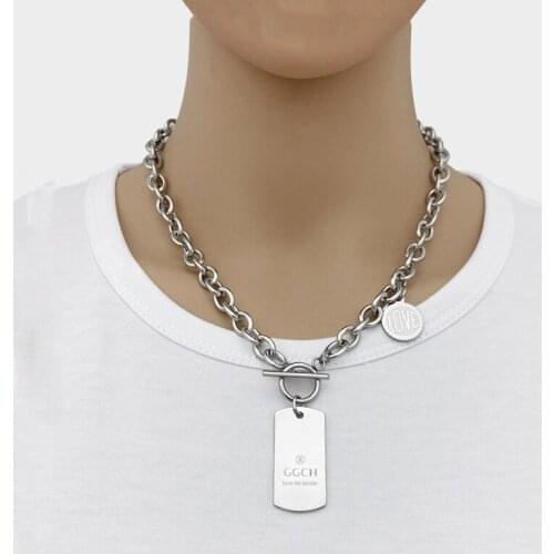 Fashion all-match hiphop letter stainless steel short necklace titanium steel men and women clavicle chain hot sale