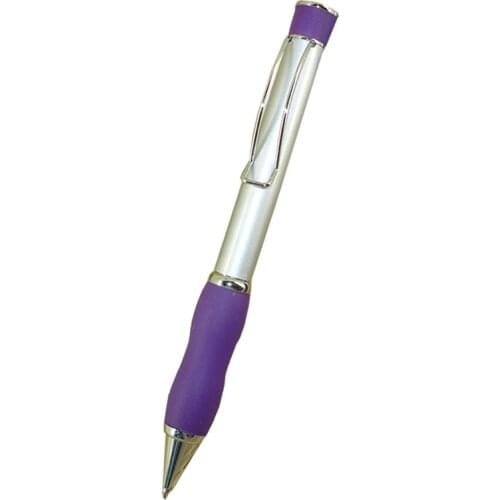 Soft rubber grip Ballpoint Pen 31g Metal Heavy Pen Silver and Purple Retractable Pens for Ladys Gifts Office Writing Instrument