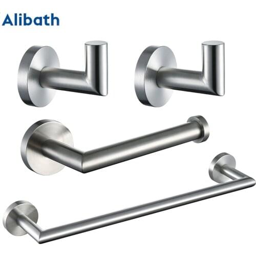 Bathroom Hardware Set Wall Robe Hook Towel Rail Bar Rack Bar Shelf Toilet Paper Holder Bathroom Accessories Sets Brushed Steel