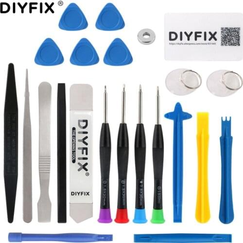 DIYFIX 23 in 1 Phone Repair Tools Set Pry Opening Tool Tweezers Spudger Screwdriver Set for iPhone X 8 7 6S 6 Plus DIY Tool Kit