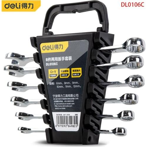 Deli DL0106C 6-Piece Combination Wrench Set Car Repair Set Hand Operated Tools Specifications: 6，8，9，10，11，12MM