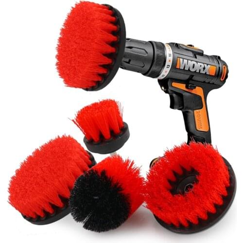 5Pcs/1Set Brush Attachment Set Power Scrubber Brush Car Polisher Bathroom Cleaning Kit with Extender Kitchen Cleaning Tools