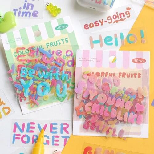 40pcs/pack Kawaii Stickers Cute Colorful Alphabet Diary Planner Decorative Mobile Stickers Scrapbooking Diy Craft Stickers