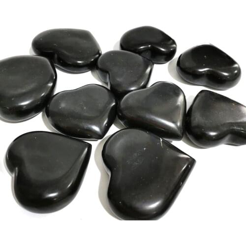 Natural Reiki Series Energy Black Obsidian Love Heart Crystal Carving For Home Decoration LJ