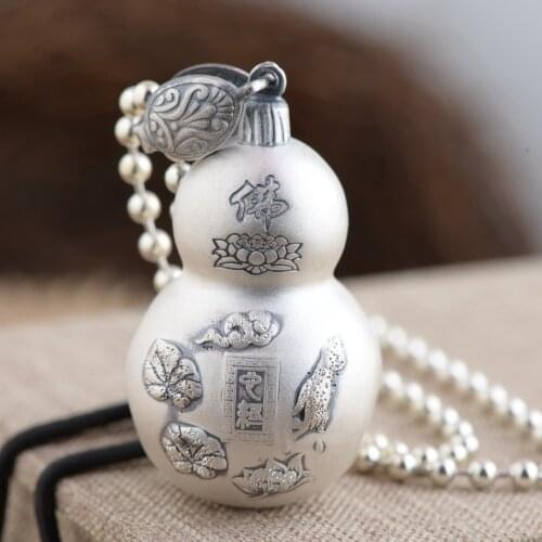 Deer King jewelry wholesale S990 Sterling Silver Heart Pendant Silver process Antique Style New gourd