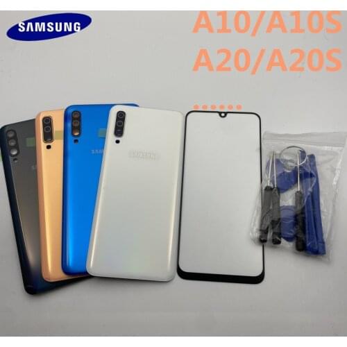 Original Front Screen Glass Samsung Galaxy A10 A20 A30 A40 A50 A70 A10S A20S A30S A50S A11 Rear Battery Cover Door Back Housing