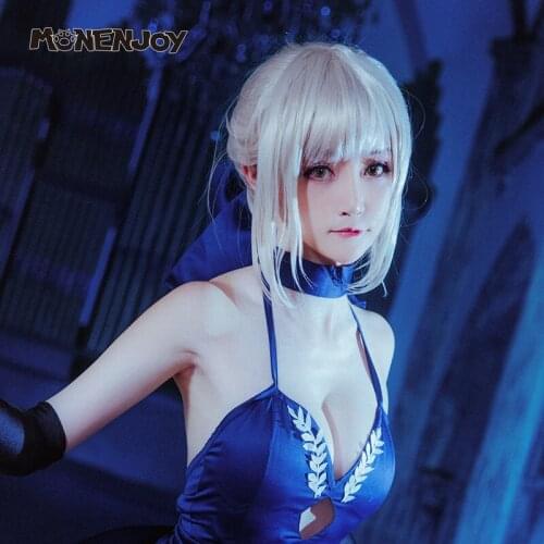 Monenjoy Fate Grand Order Altria Pendragon Alter Cosplay Wig FGO Black Saber Dark King of Knights Cos Hair