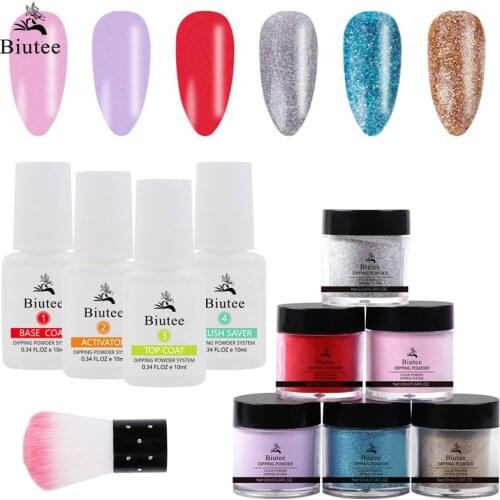 Biutee Dip Nail Powder Nail Kit Set 6 Colors 10ml Nail Dipping Powder with Top Coat Base Activator Natural Dry Nail Manicure Set