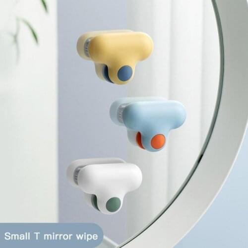 Silicone Wall Suction Wall Mirror TPR Glass Cleaner Wiper Bristles Brush Small T Mirror Wiper Window Mirror Wipe Cleaning Tool