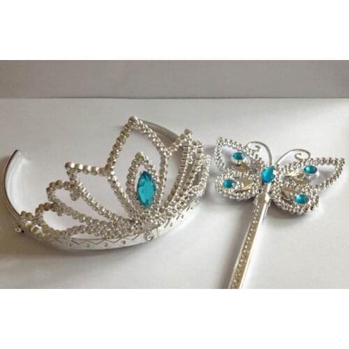 Blue wands crown set Christmas party girl fairy butterfly gem magic wands headwear princess COS props Favor blue gift