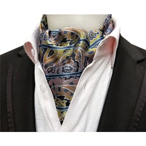 Stylish Mens Ascot Stripe with Paisley Pattern Cravat Tie