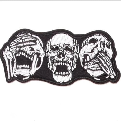 Clothing diy embroidery iron on patch deal with it skull badge punk biker patches for clothes stickers fabric free shipping