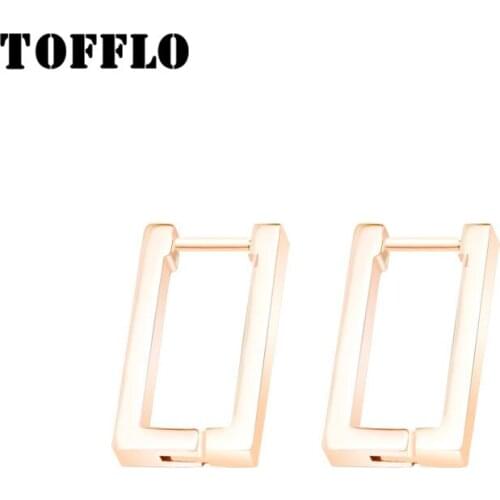 TOFFLO Stainless Steel Door Shaped Earrings Hollow Rectangular Earrings Womens Fashion Jewelry BSF254