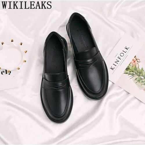 Oxford Shoes For Women 2020 High Heels Ladies Shoes Tacones Loafers Slip On Shoes For Women Leather Creepers Zapatos De Mujer