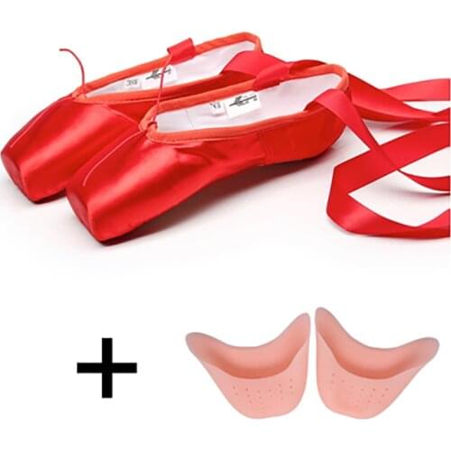 Pointe Toe Shoes Satin Ballet Soft Dance Shoes Spilt Outsole Ballet Slippers Black Red Nude silk Shoes