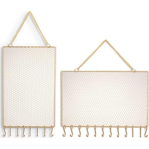 95AB Convenient Earring Wall Holder Hexagon Wall Mounted Hanging Earring Organizer Jewelry with Hooks for Bracelets Watches