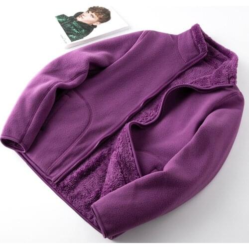 Outdoor Stand Up Collar Velvet Zip Up Hoodies Girls Warm Double Sided Coral Fleece Hoodie Women Couple Polar Fleece Sweatshirts