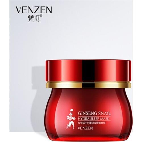VENZEN Ginseng Snail Sleeping Mask Moisturizing Face Sleep Mask Nourishing Night Cream Anti-Aging Whitening Skin Care 100g