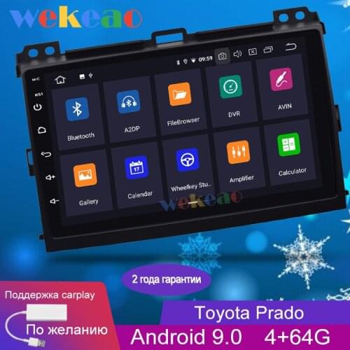 Wekeao Touch Screen 9'' 1Din Android 9.0 Car Dvd Multimedia Player For Toyota Prado Car Radio GPS Navigation 2002-2009 Bluetooth