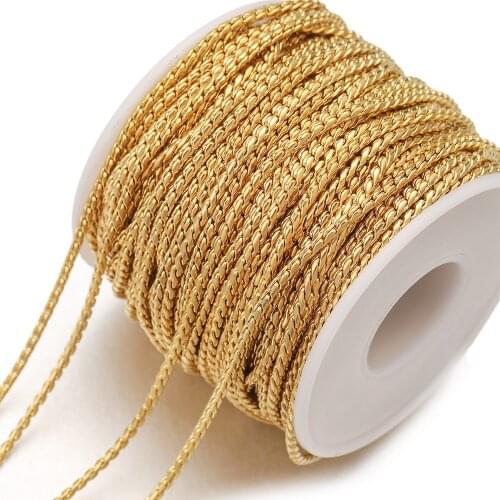 1M Width 2mm Stainless Steel Filled Gold Roll Snake Chains DIY Necklace Bracelet Jewelry Making Supplies Wholesale Items Bulk