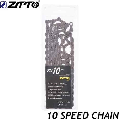 ZTTO 10 Speed Bicycle Chain Silver Grey Chrome Hardened Chains ultralight Durable for Mtb Bike Road Bicycle Bicycle Accessories