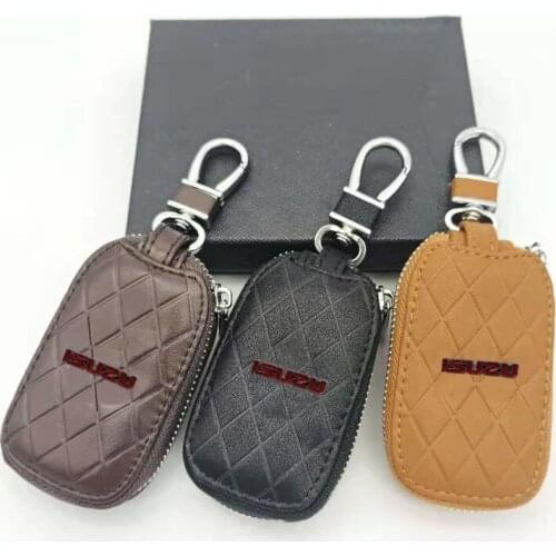 1 Pcs New Fashion Genuine Leather Key Case Key Cover Holder Chian Smart Car Styling For Isuzu Free Shipping