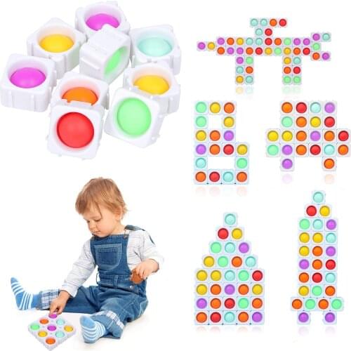10 Pack DIY Push Pop Bubble Fidget Toys Poppet Building Blocks Silicon Popper Fidgets for Special Needs Anti-anxiety Tool