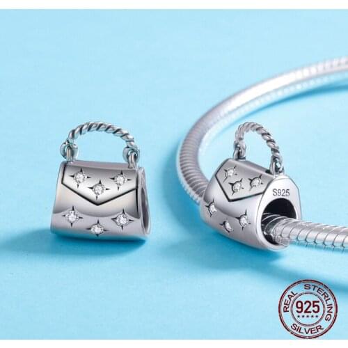 100% authentic 925 sterling silver fashion backpack charm fit bracelet Pandora beads pendant woman jewelry wedding gift making