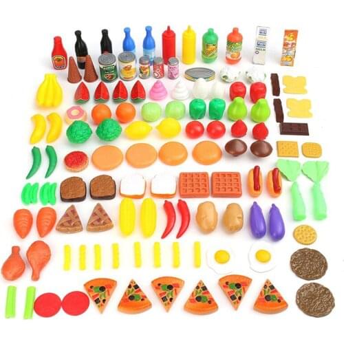 120pcs Kitchen Simulation Cutting Fruits Vegetables Food Plastic Kitchen Toys Pretend Food Cutting Toys Educational For Kids