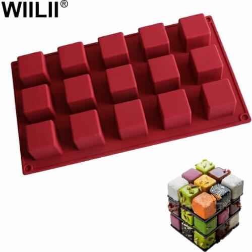 15 Cavity Cube Chocolate Mold For Pastries Dessert Cake Mould DIY Cake Decoration Molds Silicone Ice Cube Tray Baking Mold