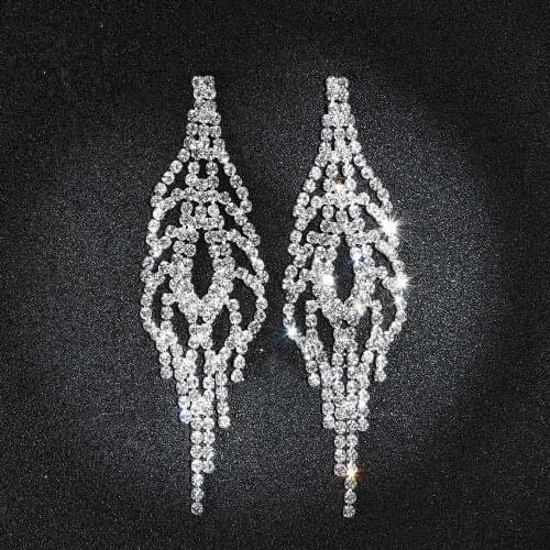 2019 New Rhinestone Shiny Stud Earrings for Woman Girl Party Jewelry Fashion Charm Bride Bridesmaid Earrings Wedding Jewelry