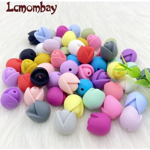 30pcs/lot Silicone Beads Teething Beads Lotus Baby Teether Food Grade Chew Necklace Bracelet Bangle Jewelry Making