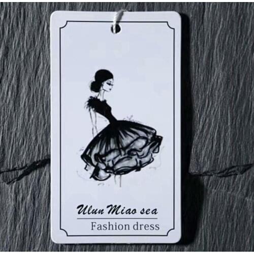 400gsm Custom design garment tags Coated paper clothing hangtag Customized printing Garment Labels Size