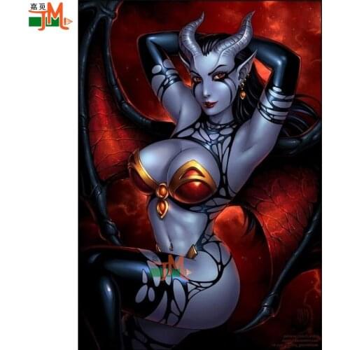 5D Rhinestone Diamond Painting Hot Demon Pussy Wall Picture Diamond Mosaic Full Display Diamond Embroidery Anime Art Sexy Woman