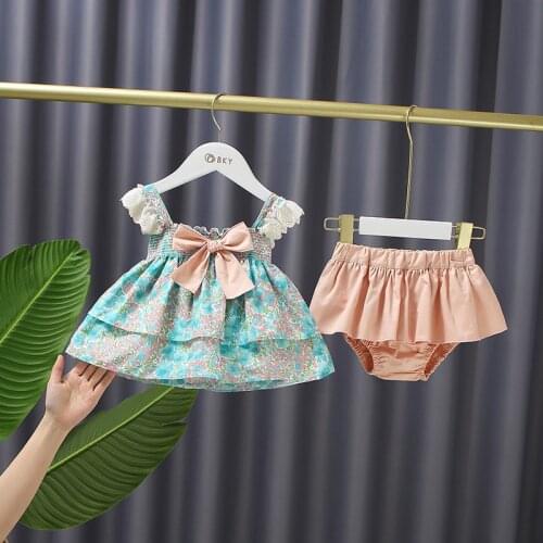 Baby Girl Lolita Princess Ball Gown Girls Birthday Dress Children Spanish Clothes Set Infant Floral Dresses with PP Short Pants