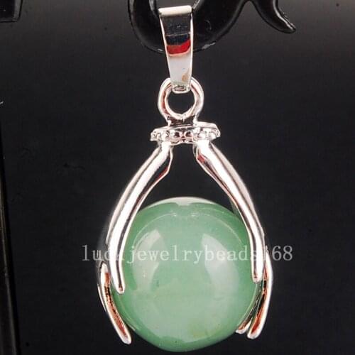 Free Shipping Women Fashion Jewelry 18x28mm Aenturine Round Hand Women Men Pendant Bead C4095