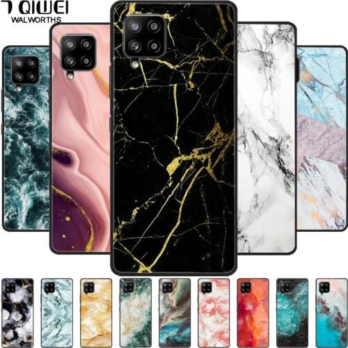 For Samsung A12 Case Print Marble Soft Silicone Black Phone Cases for Samsung Galaxy M12 M32 / A22 5G Case TPU A 12 Back Cover