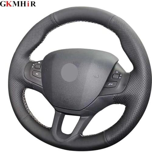 DIY Hand Sewing Car Steering Wheel Cover Wear-resistant Red Marker For Peugeot 208 Peugeot 2008 Steering-wheel Auto Accessorie